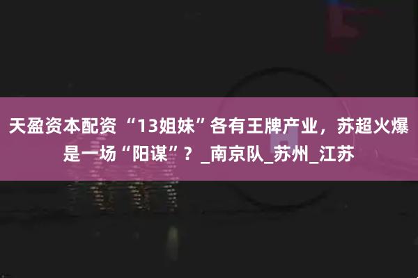 天盈资本配资 “13姐妹”各有王牌产业，苏超火爆是一场“阳谋”？_南京队_苏州_江苏